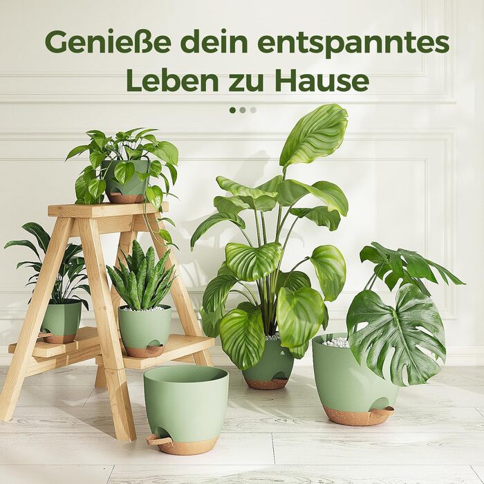 Набір горщиків для квітів Bamworld 6 шт. з автополивом, 12.7-20.3 см, з підставкою, для кімнатних рослин та розсади