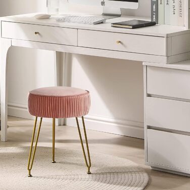 Крісло-пуф IBUYKE з оксамиту, рожеве, 30x30x46 см, з металевими ніжками