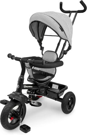 Триколісний велосипед HyperMotion з ручкою для батьків 3-в-1, сірий - для дітей від 1 до 4 років (до 20 кг)