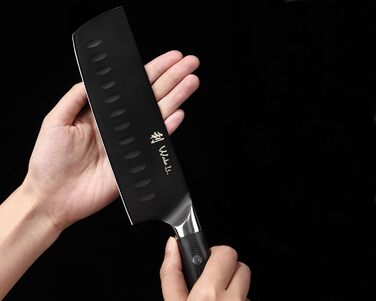 Набір кухонних ножів Wakoli Titanium Noir (5 предметів) з бруском - професійний набір кухонних ножів з титанового покриття, нержавіюча сталь, чорний колір, магнітний бруск