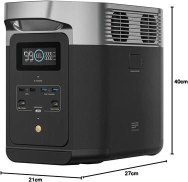 Електростанція EcoFlow Delta 2, 1024Wh, сонячний генератор, розширювана ємність до 3kWh, для кемпінгу, кемперів, б/у (Generalüberholt)