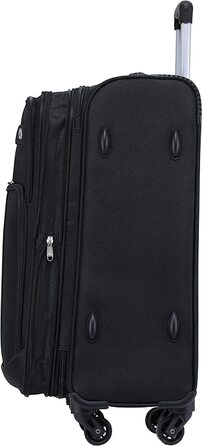 Набір валіз Beibye з тканини, чорний: ручна, з кишенями та розширенням