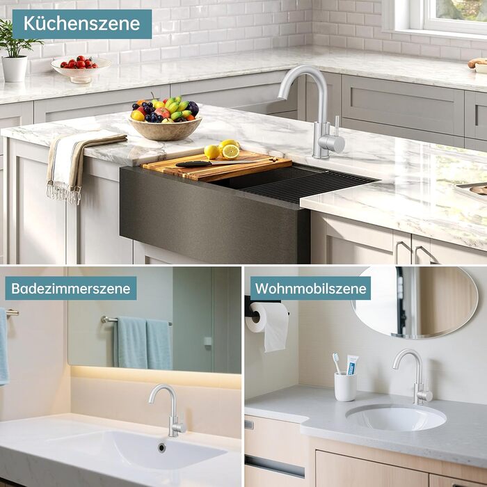 Змішувач для ванної кімнати Fransiton Bad Hoch, водозберігаючий настінний змішувач для раковини (нержавіюча сталь)