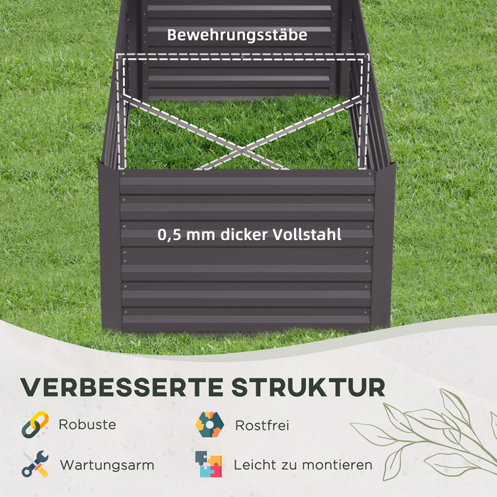 Гарний горщик для рослин, зручний квітник для посадки, догляду та вирощування, піднятий квітник, сталь, темно-сірий