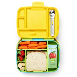 Коробка для сніданку Munchkin Bento Box для малюків зі столовими приборами, зелений / синій