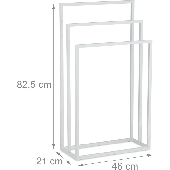 Вішалка для рушників, 3 шт. анги, сталь, 82.5x46x21 см, окремо стояча, біла