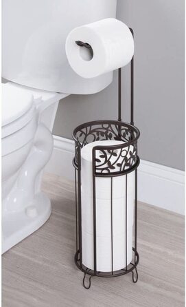 Підставка для туалетного паперу mDesign-сучасна підставка для рулонів паперу для ванної кімнати і гостьового туалету-підставка для туалетного паперу з місцем для зберігання до 3 запасних рулонів-антрацит (бронзовий колір)