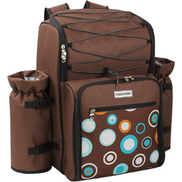 Рюкзак для пікніка Andora на 4 особи з інтегрованою сумкою-холодильником, зелений, з аксесуарами (колір: коричневий)