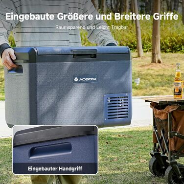 Автомобільний холодильник AAOBOSI 50л: Електричний компресорний кулер IPX4, -20°C/+20°C для авто, вантажівки, кемпінгу, подорожей