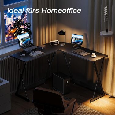 Ігровий стіл ODK, 120x120 см, L-подібний, для дому та офісу, чорний