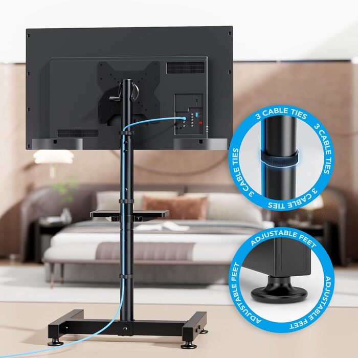 Кріплення для телевізора AX WABER на підлогу для LCD, OLED LED телевізорів 13-50 дюймів, VESA 200x200, до 35 кг, AX2008TBM (без шківів)