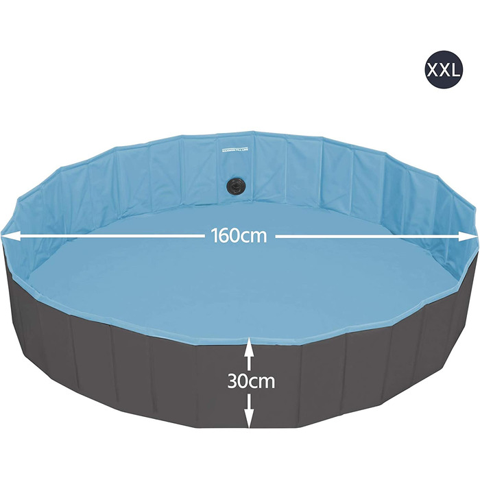 Басейн для собак Yaheetech, басейн 100/120/140/160 х 30 см, дитячий басейн для собак, складаний басейн для купання, складаний душовий піддон для домашніх тварин XXL-160 х 30 см Чорний