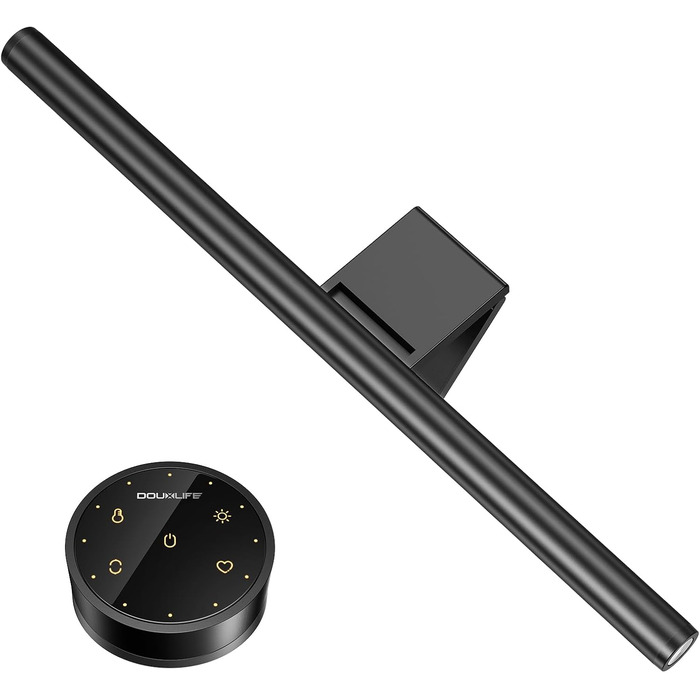 Світлодіодна лампа для монітора Douxlife Screenbar з сенсорним керуванням та пультом дистанційного керування, USB-зарядка, регульована яскравість та колірна температура, захист очей для ПК, чорний