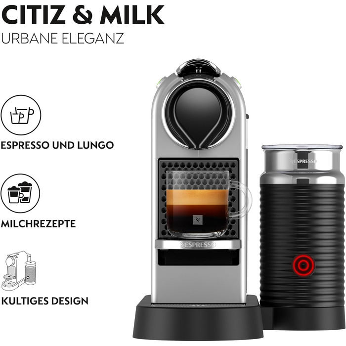 Кавомашина Nespresso Krups Citiz & Milk XN741B с автоматичним відключенням, срібна