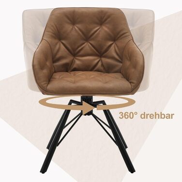 Крісло для їдальні WOLTU EZS61br-1, обтягнуте штучною шкірою, з металевими ніжками, для кухні, вітальні, їдальні (Колір: світло-коричневий)