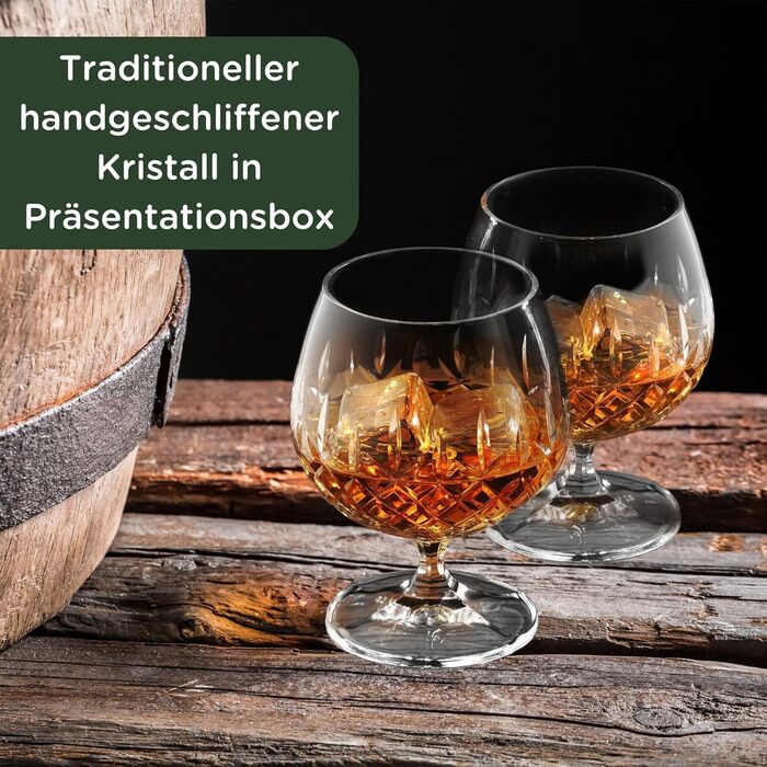 Набір келихів для коньяку Hemswell Kristall Cognacschwenker Set (2 шт) 250 мл – ідеально для коньяку та бренді, Wicklow Design