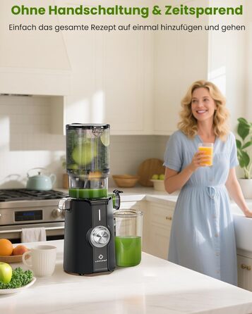 LINKChef Slow Juicer: Холодне віджимання овочів та фруктів, 115 мм, чорний, BPA Free