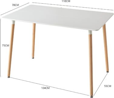 GrandCA Комплект обідньої групи для дому (6 стільців + стіл), для вітальні, кухні, офісу, колір бежевий та білий