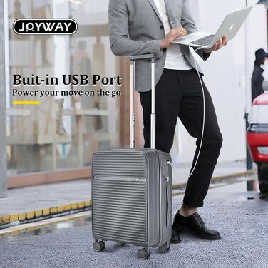 Набір валіз Joyway 4 шт. з жорстким корпусом та TSA-замком, розширюваний, сірий колір