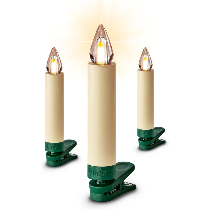 LED-свічки для ялинки Lumix SuperLight Flame Mini Elfenbein, 9 см, тепле біле світло, без пульта, таймер 4 години, розширений набір 6 шт.