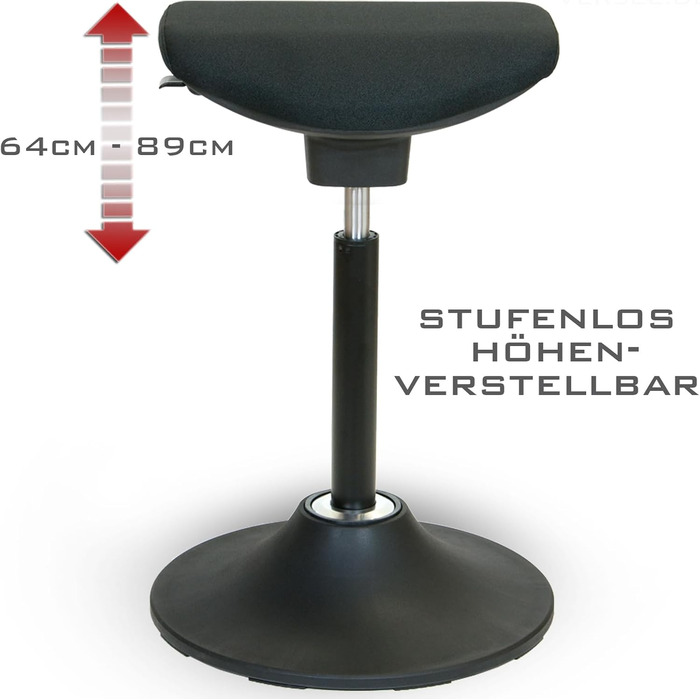 Крісло-трансформер VERSEE V1703 з тканини, чорне: регульована висота, поворотне, для офісу та дому