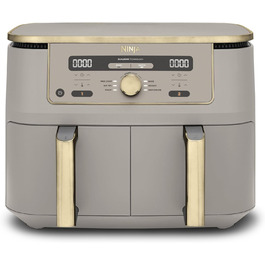 Фритюрниця Ninja Dual Zone Digital Air Fryer 9.5L, 6-в-1, 2 відсіки, Stone/Gold DZ400EUSTGD