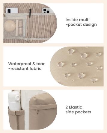 Сумка-рюкзак LOVEVOOK для жінок, з відділенням для ноутбука, водонепроникна, для подорожей, роботи, навчання, універсальна, 1-hellgrün-beige (15,6 дюймів, сіро-рожевий)