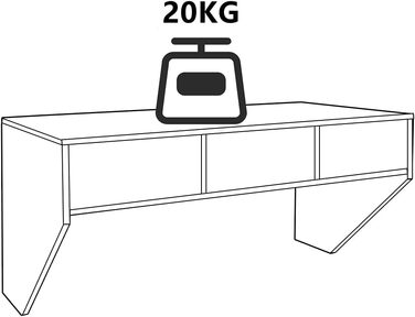 Настінний стіл дерев'яний, настінний комп'ютерний стіл з 3 полицями, настінний стіл для ноутбука обідній стіл, навісна шафа настінна полиця для кухні, вітальні, офісу (білий)