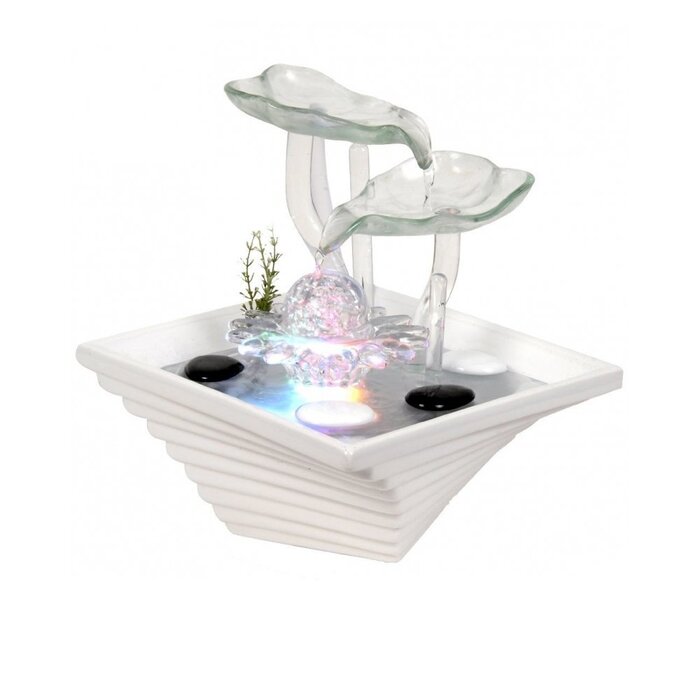 Внутрішній фонтан з кераміки та скла, декор для медитації, чаша Zen, подарунок, 20x23x23 см, Salt Range Pakistan Zen'light (Flower)