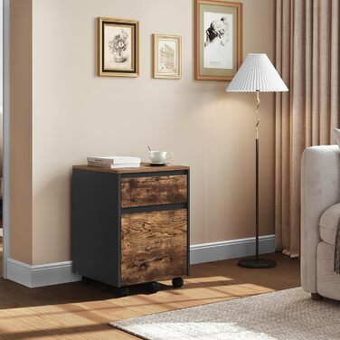 Контейнер на колесах WOLTU з 2 шухлядами, мобільний офісний шафка, підставка під стіл, шафка для принтера, для офісу та дому, 40x56x40 см, з вінтажною обробкою дерева, 2 полиці