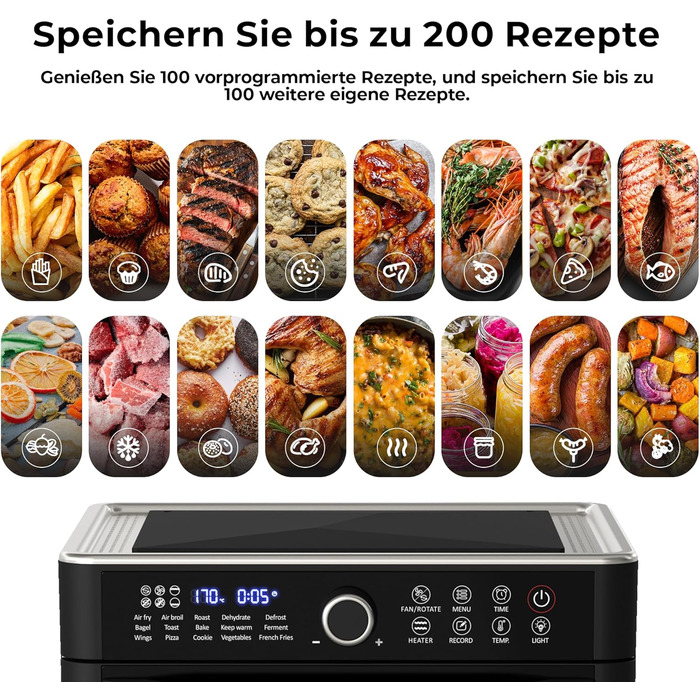 Фритюрниця аеро Balter HL-551T, 5.5 л, чорна, 12 програм, з вікном, 100 рецептів