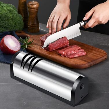 Електричний заточувач для ножів 3 в 1 з алмазним напилком для кухонних ножів, ножиць та топориків