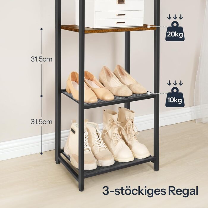 HOOBRO Взуттєва шафа з полицями для одягу та взуття, білий та дерев'яний колір, модель EWN04YM01