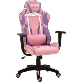 Ігрове крісло Vinsetto поворотне масажне регульоване 69x56x125,5 см рожево-фіолетове