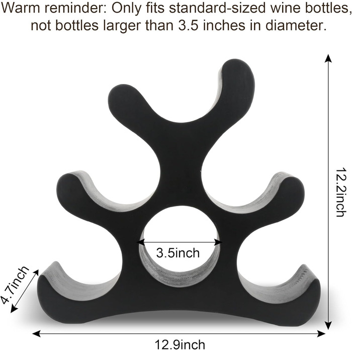 Стелаж для вина на 6 пляшок, чорного кольору, для шафи, підсобки, бару, кухні