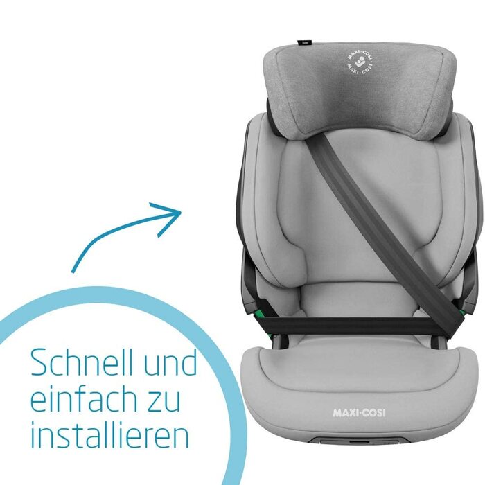 Дитяче крісло Maxi-Cosi Kore i-Size, 3,5-12 років, 100-150 см, дитяче крісло ISOFIX, регульована висота/ширина, бічна система захисту плюс, швидке та легке кріплення, (справжній сірий)