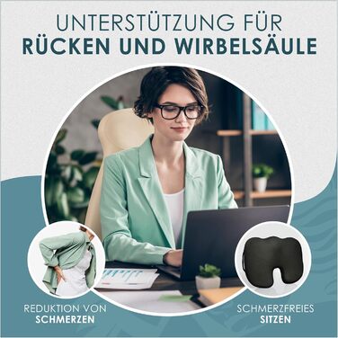 Ортопедична подушка для сидіння Nachtengel з Memory Foam для ергономічного комфорту, полегшення болю в куприку та спині – ідеально для офісного крісла, автосидіння (1 шт, чорний, Medium)