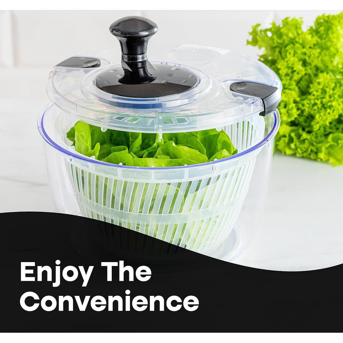 Великий салатник-центрифуга Neatness 5.28 л: швидке миття овочів, фруктів, пасти та картоплі фрі