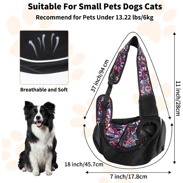 Сумка для перенесення собак Lyneun 6 кг, портативна регульована сумка для перенесення собак, сумка через плече дихаюча сітчаста Сумка для собак для кішок, сумки для перенесення собак для прогулянок на свіжому повітрі і прогулянок червоного кольору