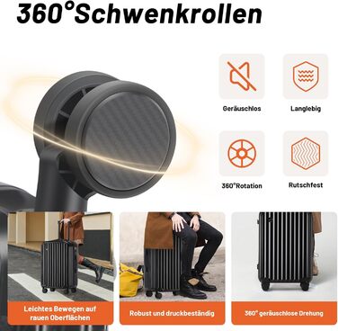 Набір валіз Tiyfiy 4 в 1 з жорстким корпусом, косметичка, USB-порт, TSA-замок, 360° колеса, чорний