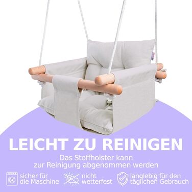 Дитяча гойдалка Cateam з дерева для дому та саду. Безпечна гойдалка для малюків від 12 місяців. Різні кольори, сірий.