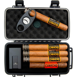 Вишуканий вологостійкий кейс для сигар Kobi & Knight з різаком та підставкою – аксесуар для сигар, подарунковий набір для 12.7 x 20.3 см сигар