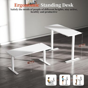 Електричний стіл-трансформер 160x60 см, білий: робочий стіл, стіл для комп'ютера, регульована висота