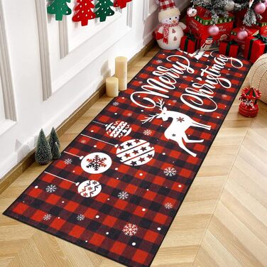 Різдвяний килим Enyhom, нековзний, миється (лось, 60х180 см)