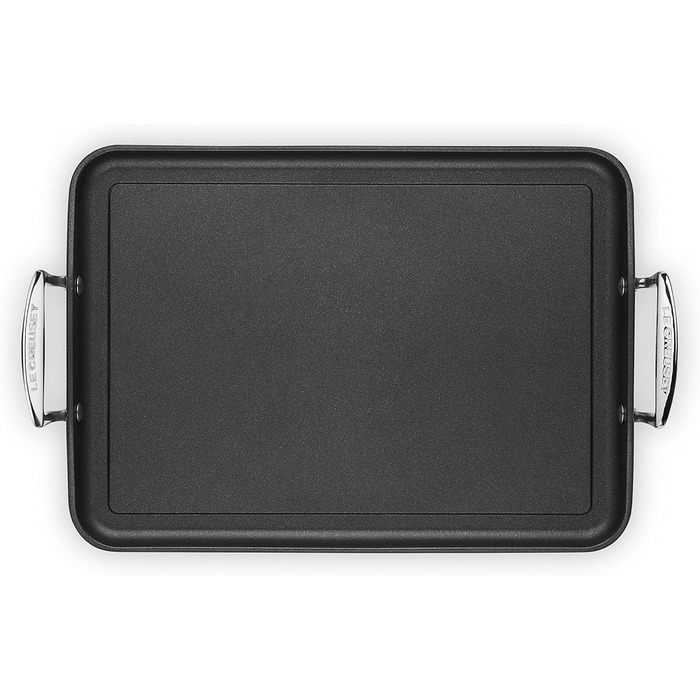 Гриль-пательня LE CREUSET з антипригарним покриттям, 35 см, для всіх типів плит (включно з індукційними), алюміній, сірий/срібний