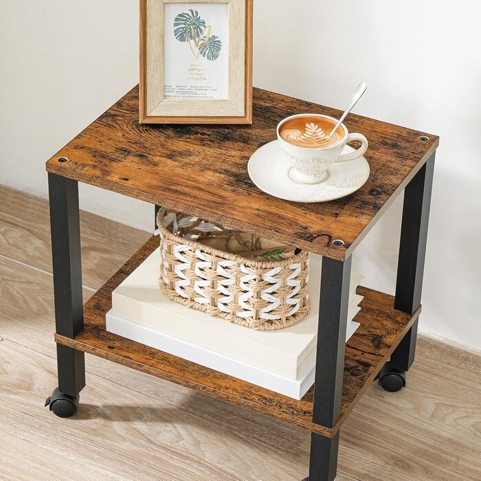 HOOBRO Підставка для принтера з 2 ящиками, 38 x 28 x 38 см, для офісу, темно-коричнева та чорна