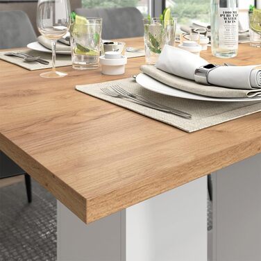 Розсувний обідній стіл Vicco Dix, дуб Goldkraft, 140 x 90 см (білий/дуб Goldkraft)