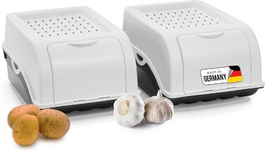 Контейнер для зберігання картоплі Novaliv | 2 шт. по 3,5 л | Білий | Короб для цибулі | Організатор для овочів та фруктів | Складається | Контейнер для зберігання картоплі, цибулі та моркви