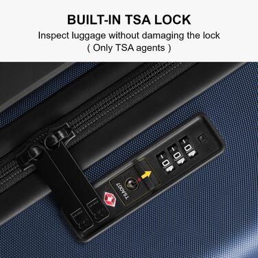 Валіза LEVEL8 на 4 колесах, жорсткий пластиковий чемодан 100% полікарбонат, TSA замок, мікродіамантова текстура, ручна поклажа, синій, 54x23.5x37 см, 40 л