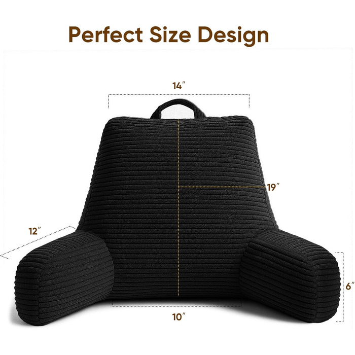 Підлогове крісло-мішок для читання у ліжку, доросле, з піною з пам'яті, чорне, велике